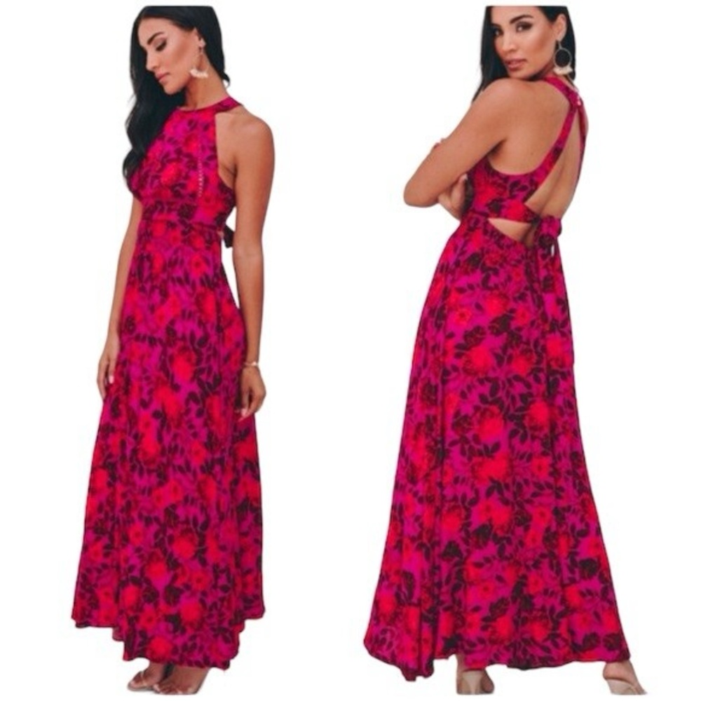 Abel the Label Pink Floral Maxi Dress